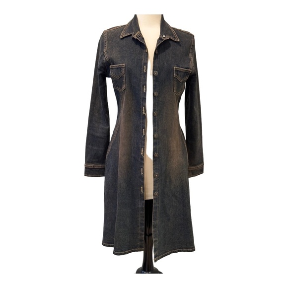 Vintage 90s DMBM Denim Tapered Button Down Shirt Dress Size Large - Picture 6 of 9